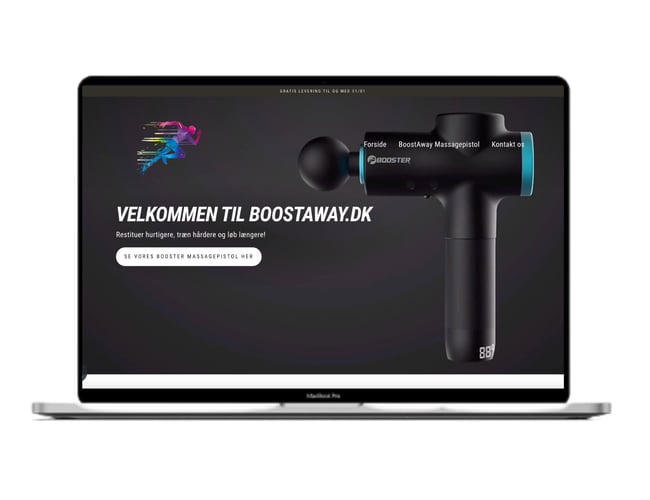 Massagepistol med dropshipping leverandør i EU | 100% køreklar webshop | Boostaway.dk