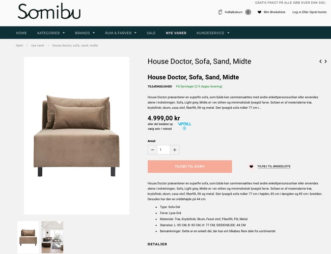 Somibu.com - Stilren webshop med moderne nordisk boliginteriør - Dækningsgrad på 40%