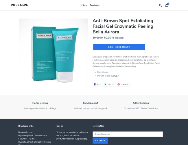  Starter dropshipping webshop med hudpleje produkter sælges - Shopify - Automatisk bogføring