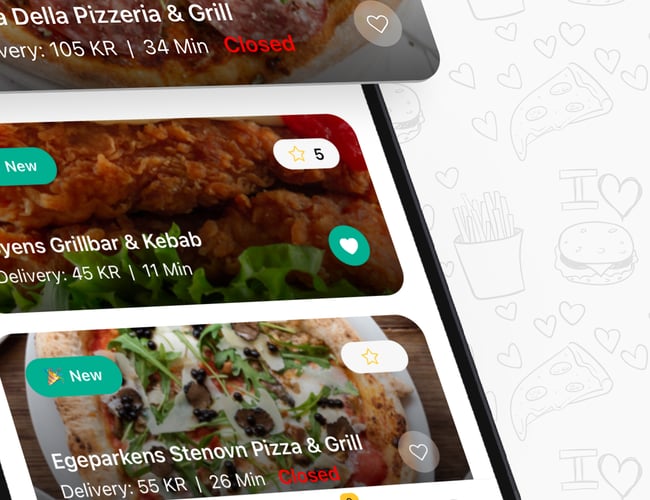 Mad levering System hjemmeside, bruger app, bud app