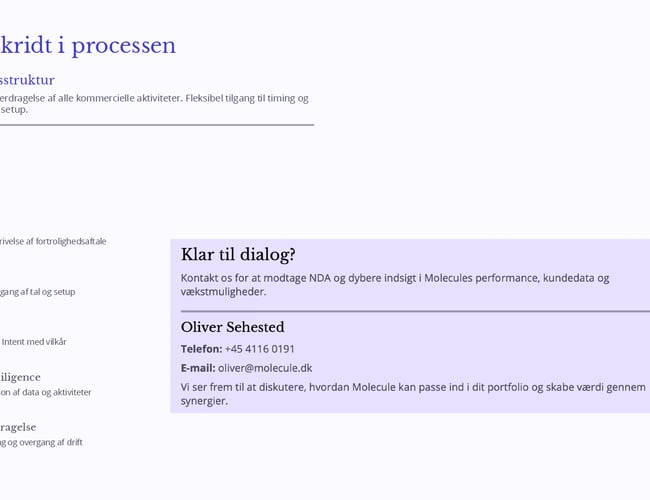 Molecule Clothing – e-commerce tøjbrand sælges (aktivitet/asset deal)