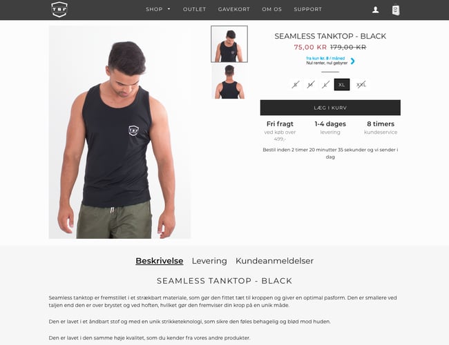 Thebodyfactory.dk - Webshop med Træningstøj til mænd og godt kundekartotek - Omsætning 1.100.000 kr. 