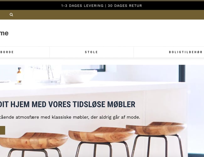 Dropshipping shop med salg af high-end møbler