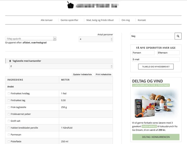 Website med madopskrifter
