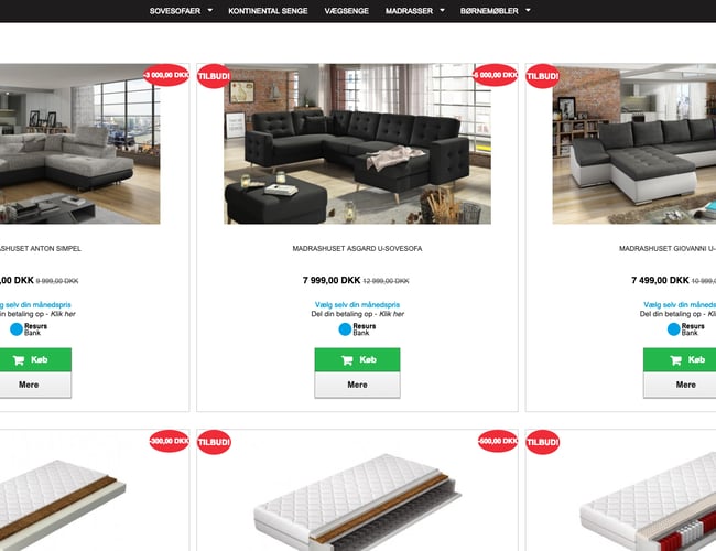 Madrashuset.dk - Webshop til salg. - Stort udvalg af møbler med dropshipping løsning på 10-35% afkast.