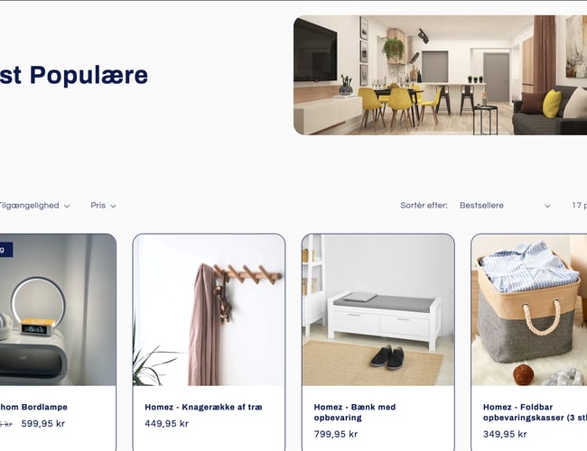 HOMEZ | 100% Køreklar dropshipping webshop med møbler/indretning