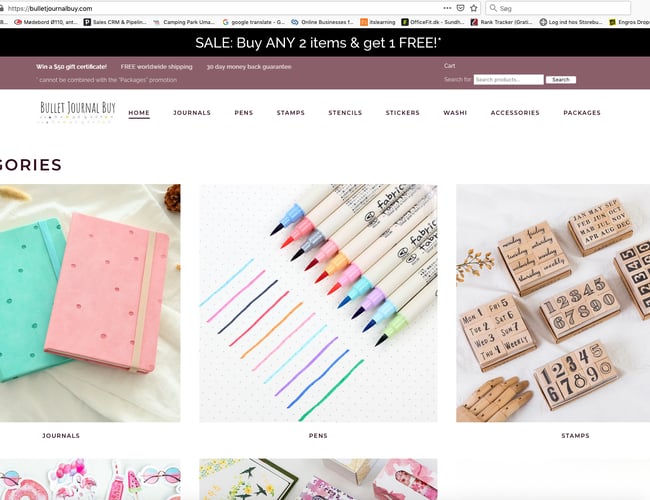 Dropshipping webshop der forhandler Bullet Journals og tilbehør - Solgt 11.722,50 kr. 1 mnd