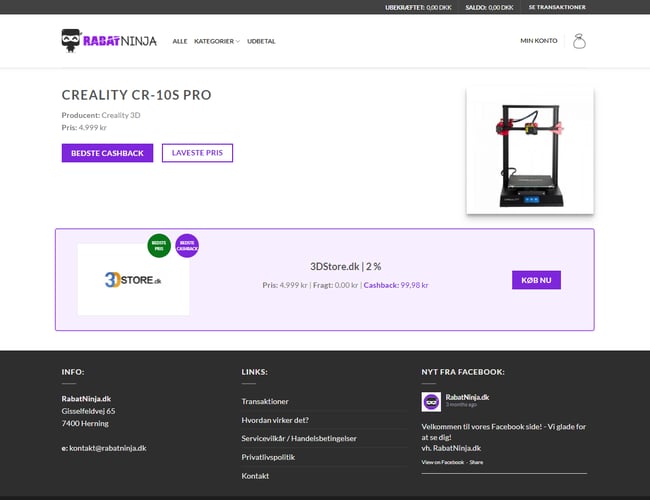 Cashback / Incentive website - Rabatninja.dk - Affiliate website med cashback til brugerne