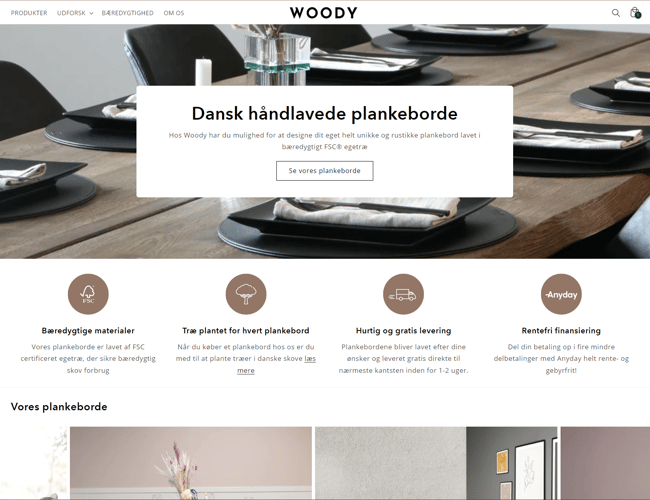 Woody - webshop med salg af danske plankeborde. Avance på hele 50%!