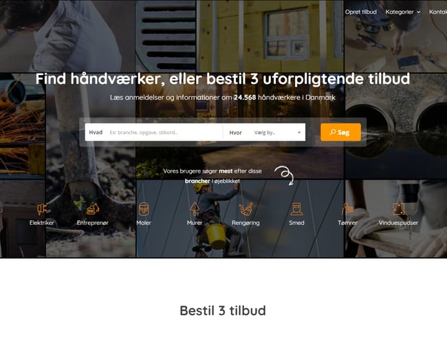 Tilbudsportal indenfor håndværkere - Omsætning på 87.000 kr. 
