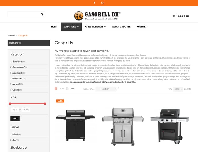 Gasgrill.dk webshop med alt inden for grill og tilbehør