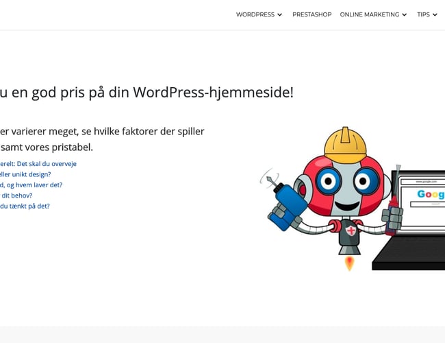 Stærk hjemmeside inden for Website support, WordPress, Prestashop, SEO med mere!