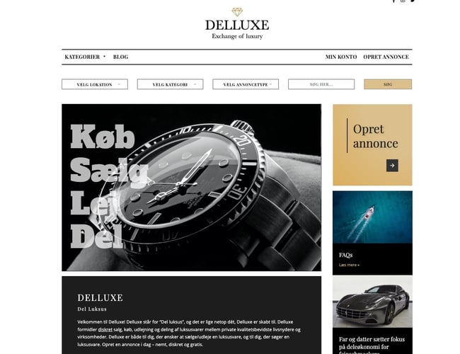 Markedsplads for salg af luksusvarer - komplet, brugervenlig og æsteisk flot 