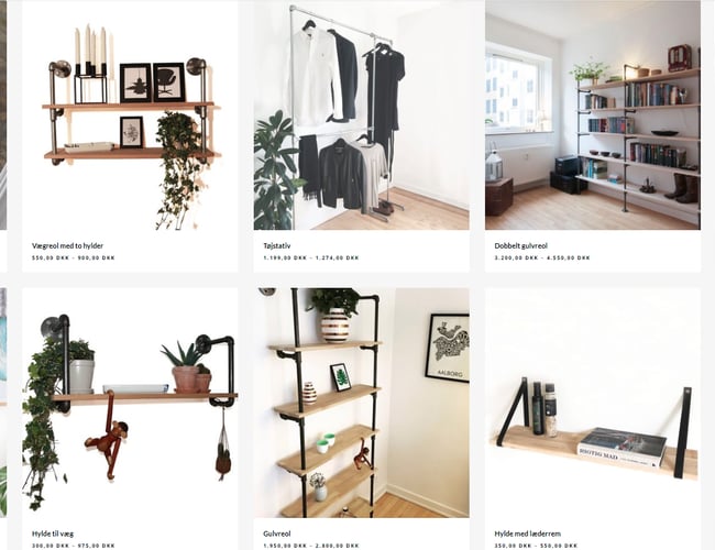 Produktion og webshop med træ og metal interiør