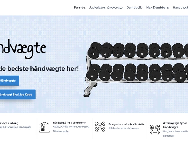 Topdumbells.dk - Affiliate side med fokus på håndvægte