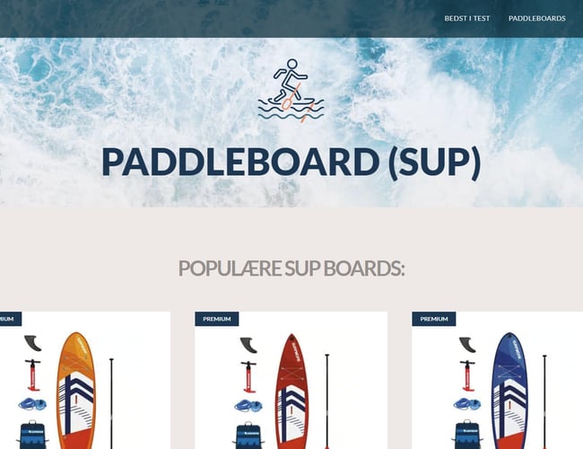 Paddlepriser.dk - Affiliate side med paddleboards - DR på 27 og knap 300 månedligt besøgende. 