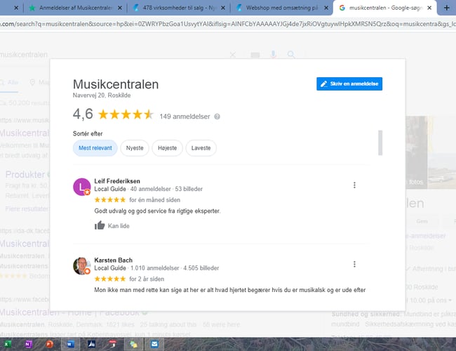 Musikforretningskoncept/Webshop med FB side, Youtube kanal og flot status på Trustpilot