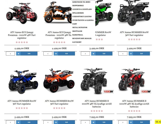 Webshop med elbiler til børn - og meget andet.