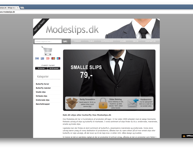 Veletableret webshop m. slips/butterfly