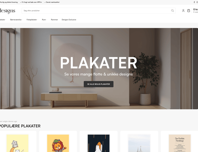 Webshop med plakater og et godt domæne