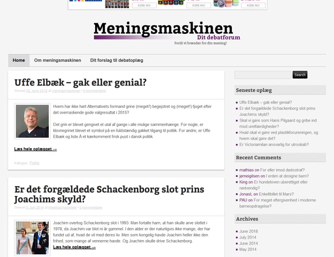 Portefølje af websites med artikler i diverse kategorier