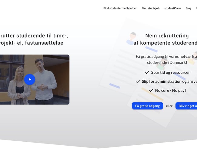 Etableret rekrutteringsplatform for studerende - Omsætning i 2021: 2.127.500 DKK