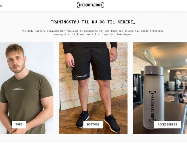 Webshop med træningstøj til mænd og stort kundekartotek. -  Omsætning er 2.760.000 DKK siden start.