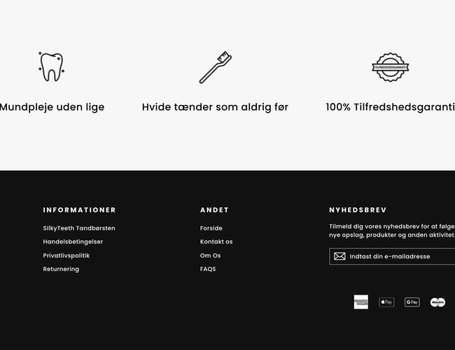 Køreklar webshop med salg af nyudviklet tandbørster