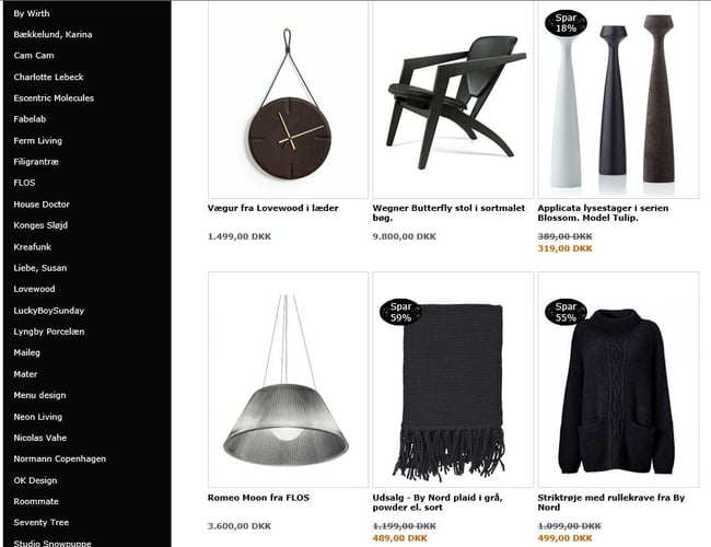 Webshop med eksklusivt boliginteriør og godt domænenavn