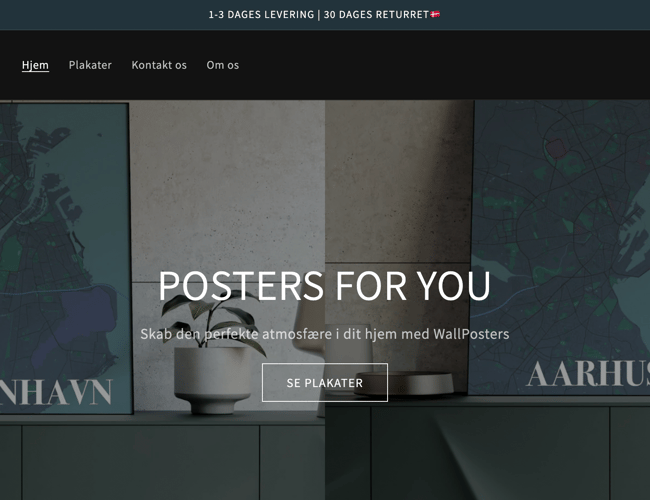 Dropshipping shop med salg af plakater - Avancen ligger på mellem 35-50%.