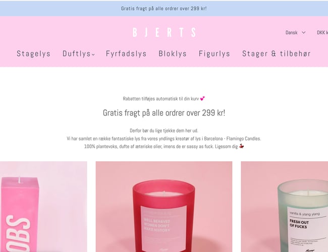 Spændende webshop med duftlys m.v. - ca. 25.000 kr. i omsætning