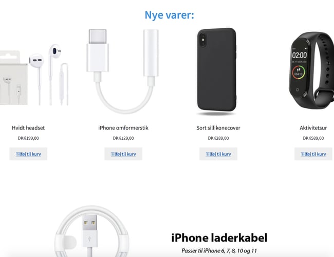 Køreklar webshop med salg af elektronik og tilbehør
