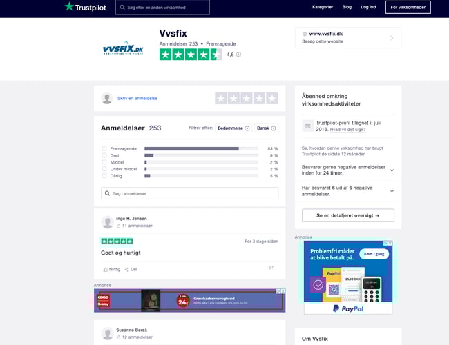 VVS webshop med +6.3 mill omsætning ÅTD - Resultat før skat: 717.268 kr.