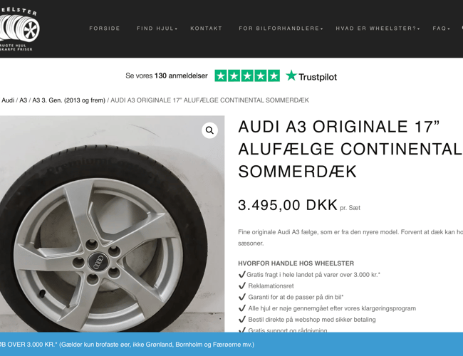 Brugte hjul til biler online - webshop med flot vækstrate og potentiale