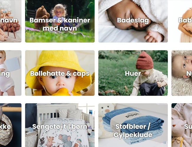 Webshop med salg af juleartikler og broderede og navnepåsatte artikler til baby og børn