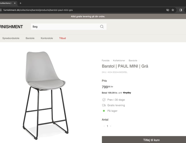 Furnishment | High end dropshipping møbelshop | 100% køreklar