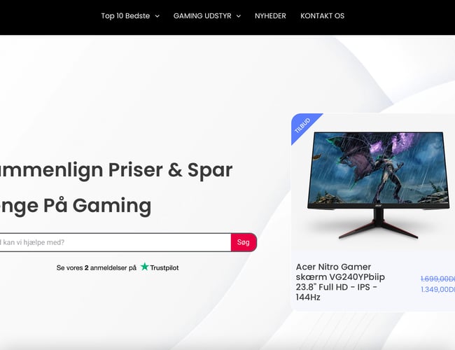 Sammenligningsside af gaming produkter sælges