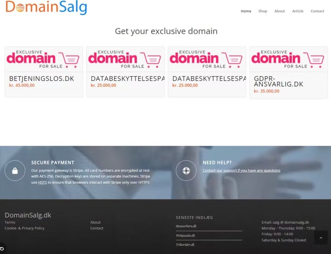 Danmarks største domæne site sælges - Salg af unikke domæner 