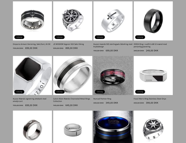 Flot eksklusiv webshop med salg af herrearmbånd og herreringe