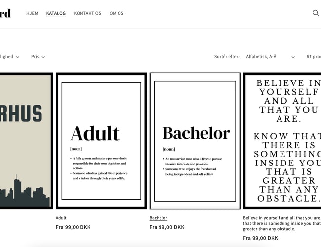 Dropshipping shop med salg af unikke plakater