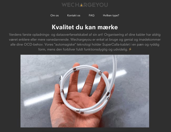 wechargeyou.dk - Unikke niche produkter med dropshipping af el-kabler