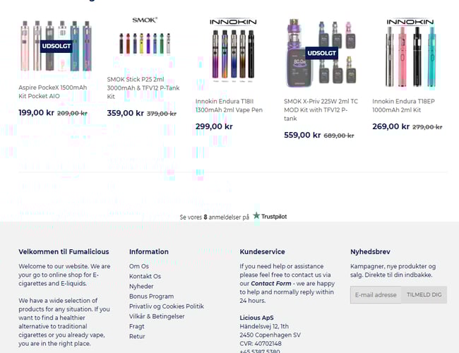 Fumalicious.com - Ecigaret shop - Har omsætning