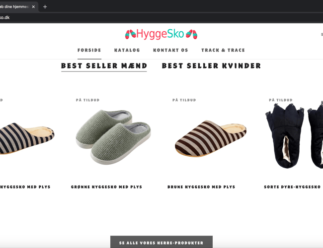 Klargjort Dropshipping Webshop med salg af Hjemmesko