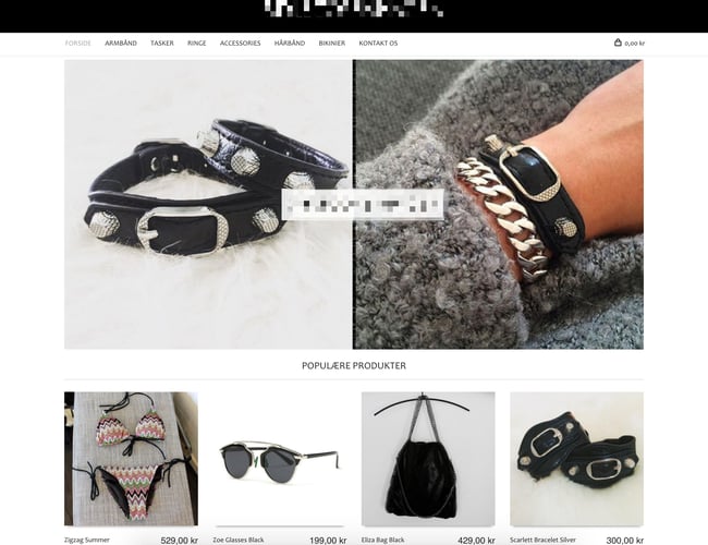 Webshop med salg af accessories til piger, stort varelager og store sociale medie profiler