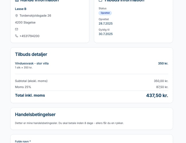 Leadværktøj til håndværkere og servicefolk. Klar til launch, fuld af automatik og med stor skalérbarhed.