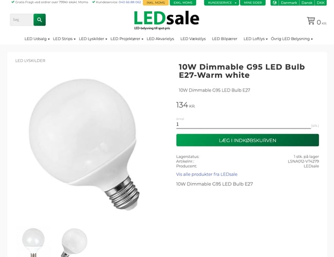 Velfungerende webshop med LED produkter og eksisterende kundegruppe