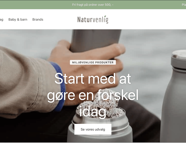 Naturvenlig.dk - Etableret webshop med salg af bæredygtige produkter