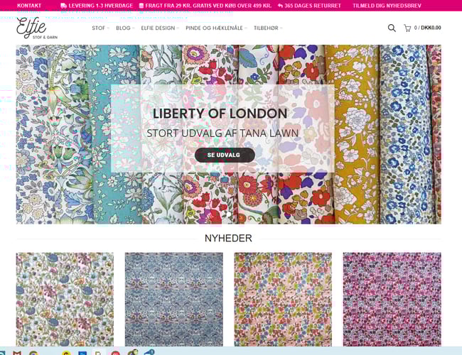 Webshop med salg af luksus stof og sytilbehør - Omsætning 2021: 100.303 kr.