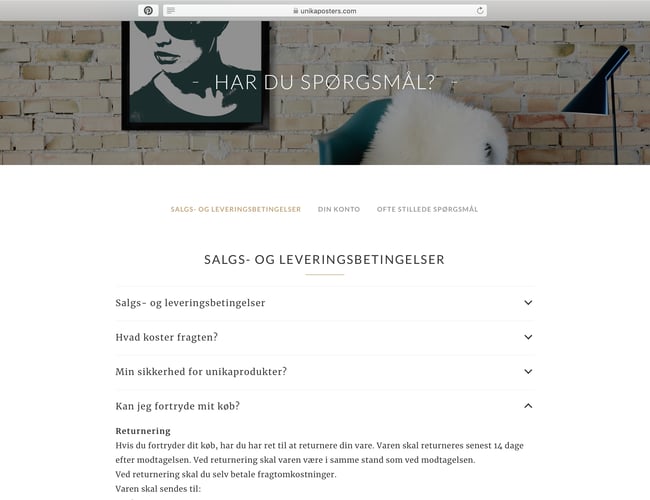 Webshop i super lækkert design - Salg af plakater - Omsætning 2018: 44.350 kr.