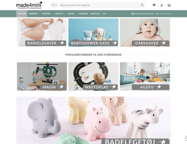 made4mini.dk - Veldrevet webshop med stort potentiale - Børnelegetøj, udstyr og gaver 